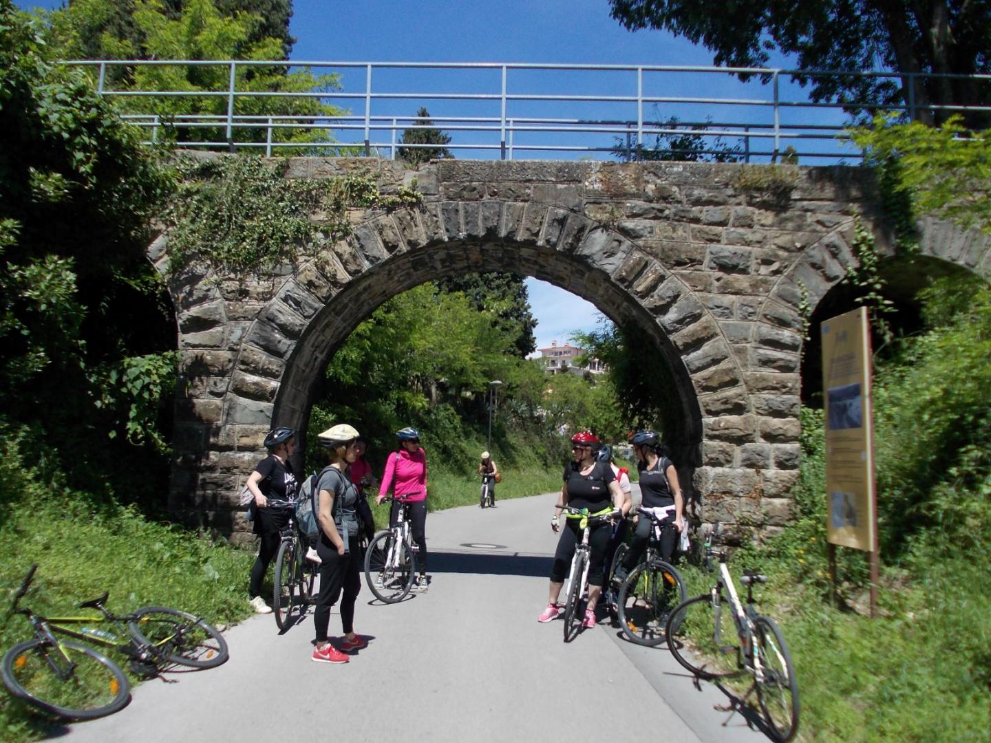 Udeleženci med kolesarjenjem na timskem programu Parenzana