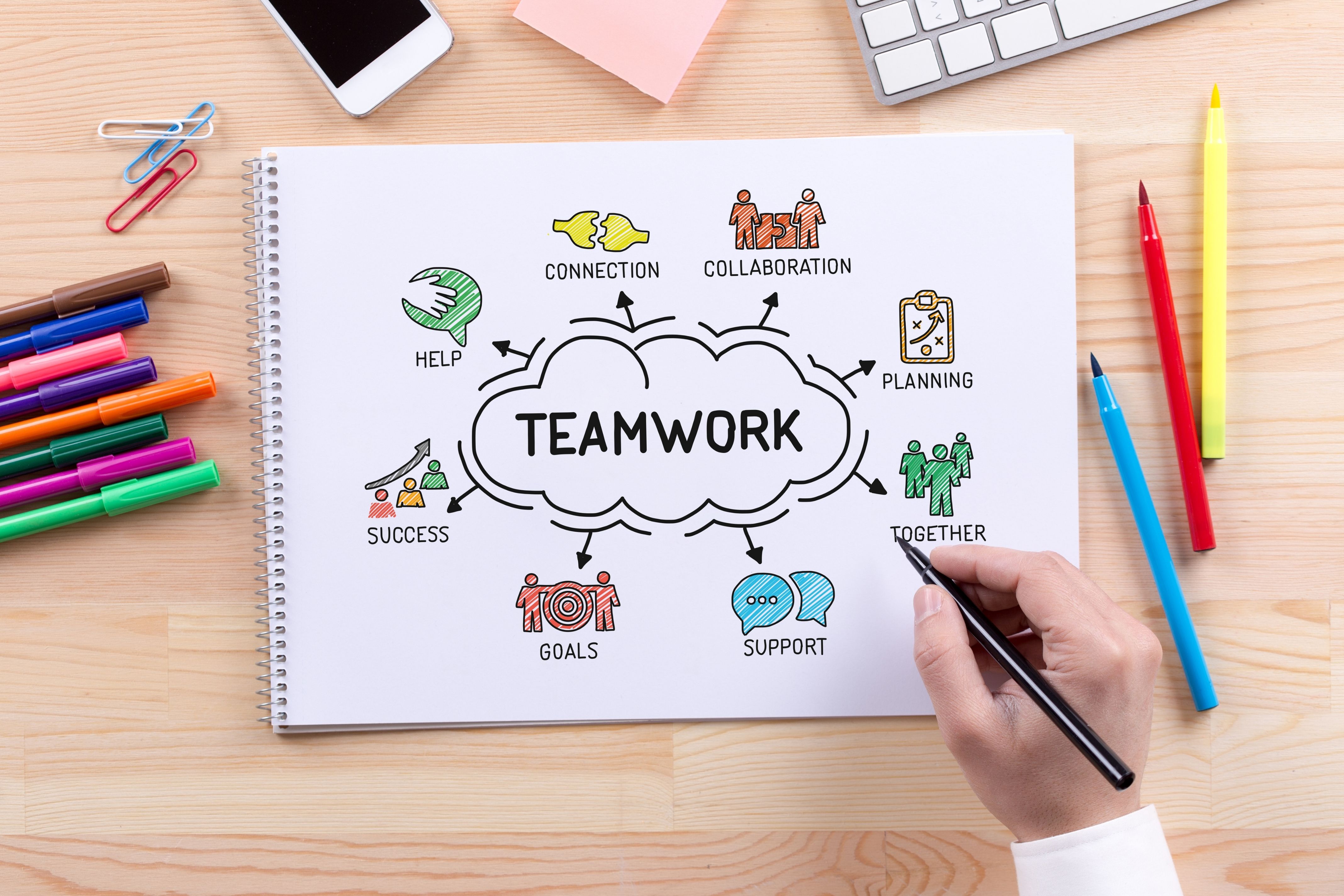 Teamwork collaboration, connection, success