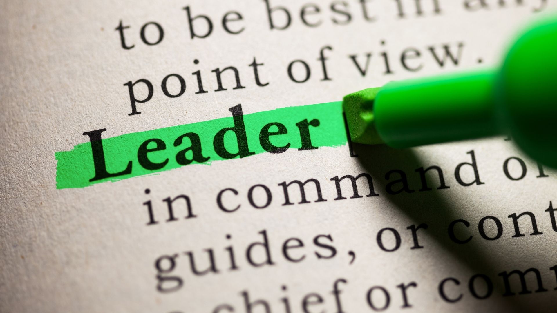 highlighting the word leader in textbook